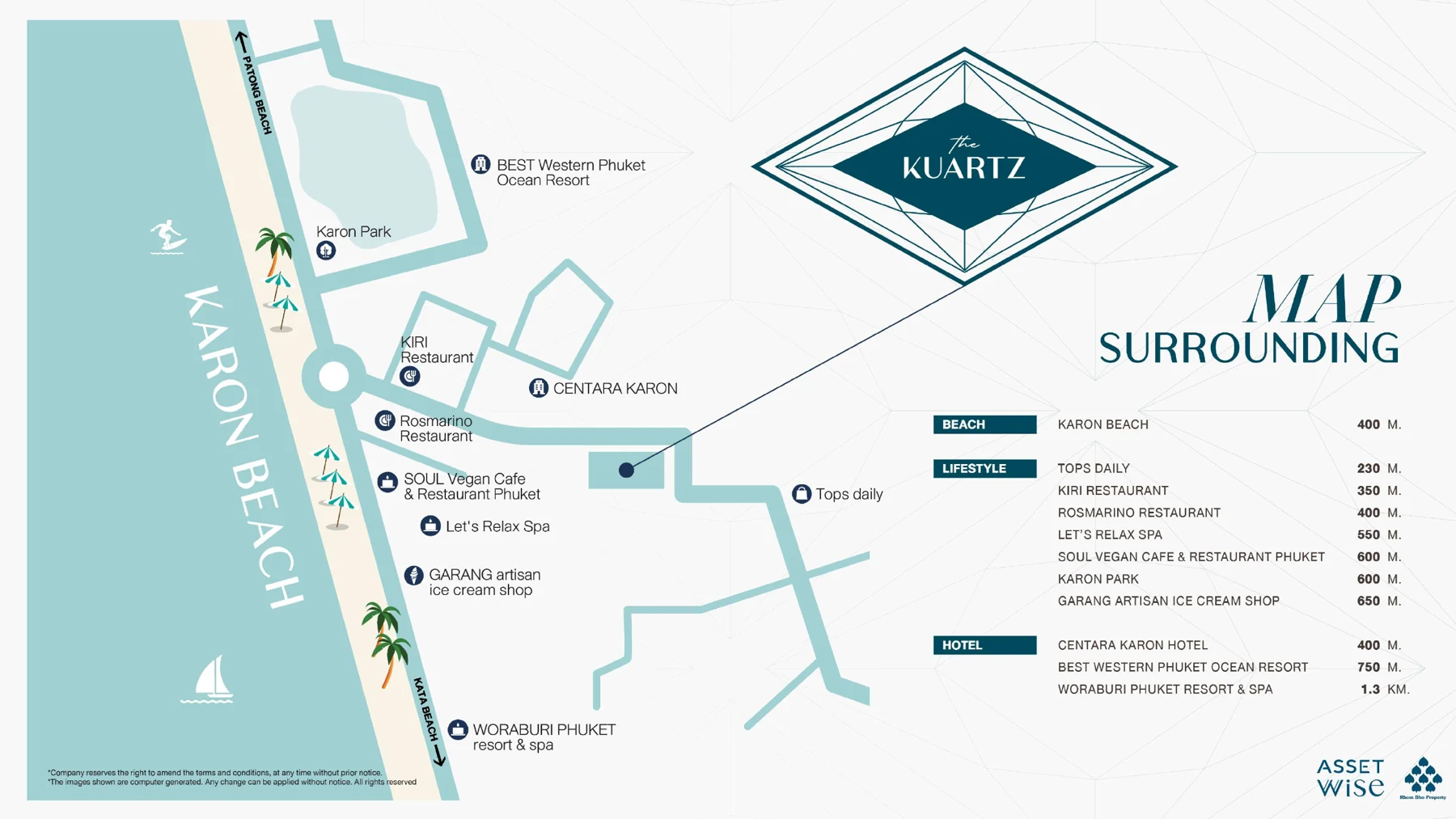 The Title KUARTZ neighbourhood map by Karon Beach